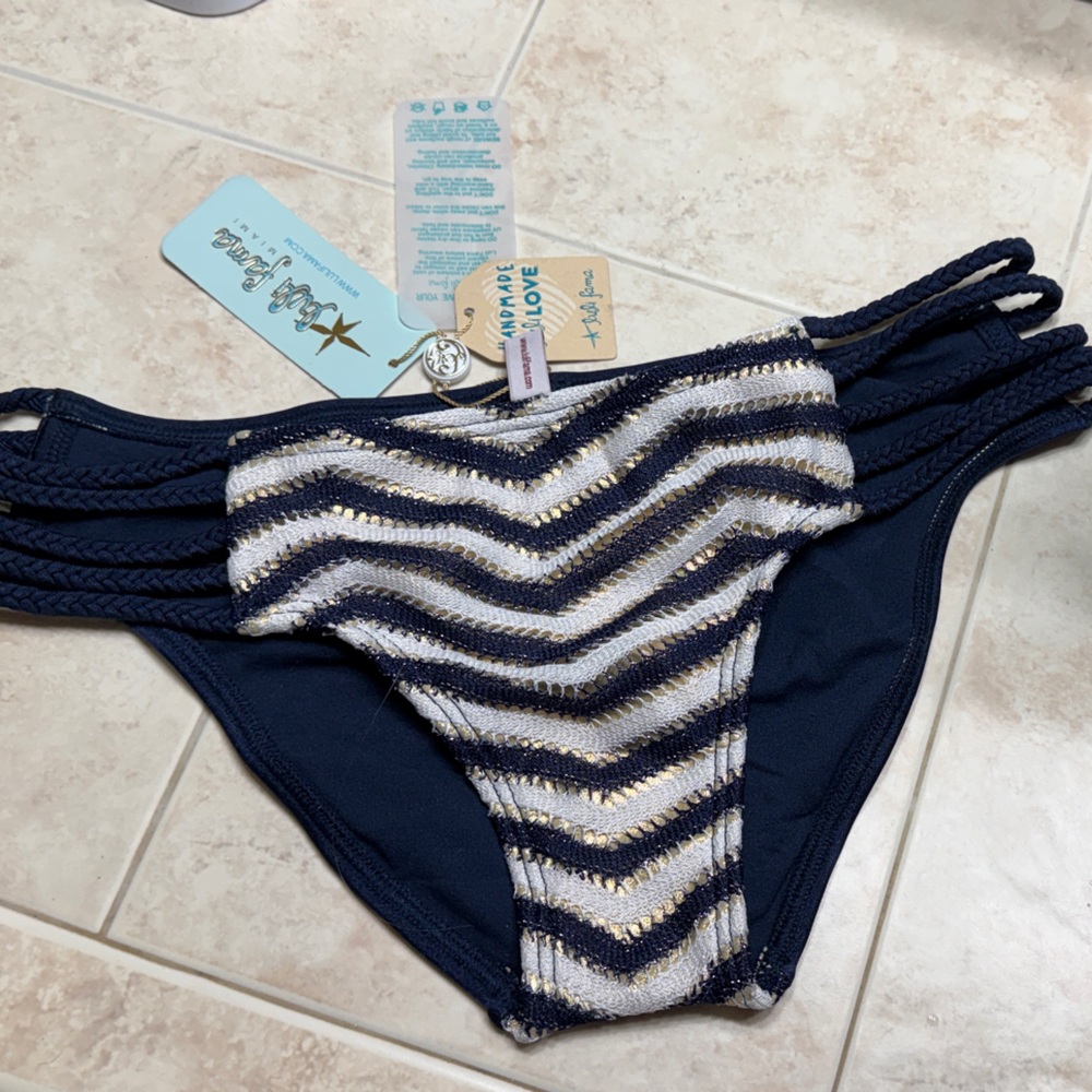 Navy and Gold Chevron Bikini Bottom XS Handmade LuliLove